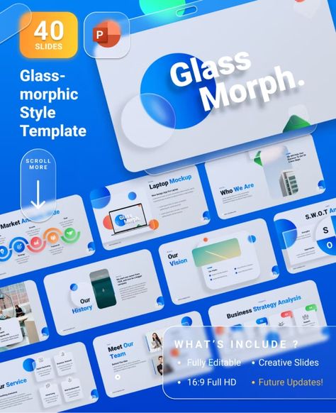 Glassmorph Powerpoint Template by MasdikaStudio | GraphicRiver Templates Free Design, Creative Powerpoint Templates, Creative Powerpoint, Ppt Template, Powerpoint Templates, Mockup, Free Design, Design, Mock Up