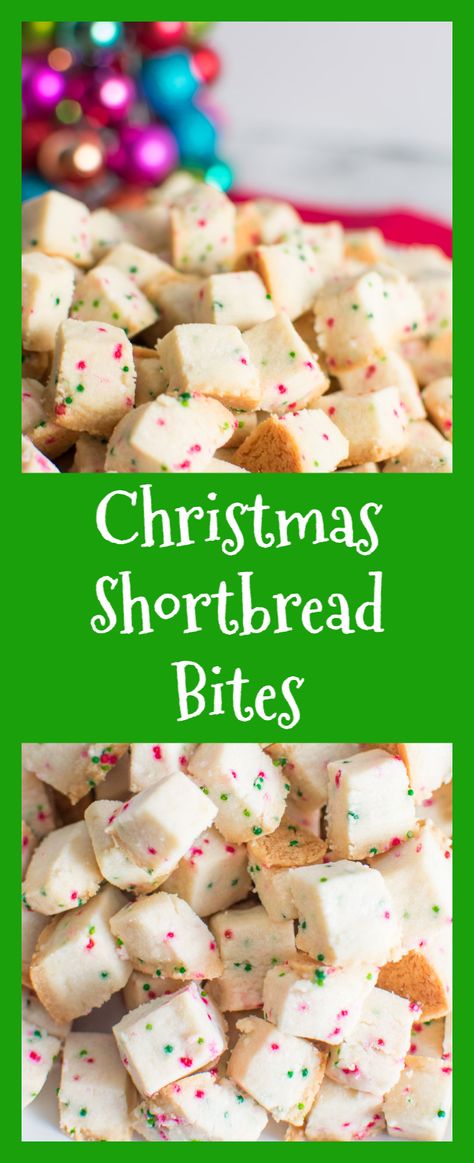 Christmas Shortbread Bites are SUPER ADDICTIVE little squares of buttery goodness! A fun alternative to the standard Christmas cookie! #asprinkleandasplash #shortbread #shortbreadcookies #shortbreadbites #christmascookies #holidaycookies #christmassnacks #christmaspartyfood Holiday Shortbread Bites, Shortbread Squares Recipe, Christmas Shortbread Cookie Bites 4 Ingredients, Shortbread Cookie Bites Recipe, Christmas Shortbread Bites, Christmas Shortbread Cookie Bites, 2024 Cookies, Shortbread Squares, Strawberry Shortbread