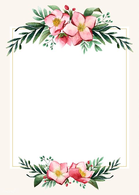 Flowers invitation card template vector | premium image by rawpixel.com / busbus / NingZk V. Flower Invitation Card, Wedding Invitation Background, Floral Invitations Template, Invitation Background, Wedding Invitation Card Design, Floral Border Design, Invitation Floral, Flower Wedding Invitation, Flower Invitation