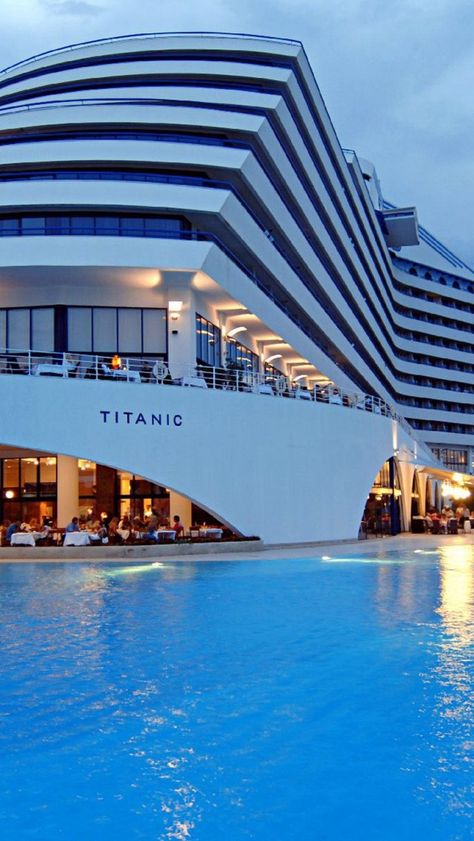 Titanic-Beach-Lara-Hotel-Antalya-Turkey- Turkish City, Beach Turkey, Villas Luxury, Hotels In Turkey, Titanic History, Istanbul Travel, Antalya Turkey, Breathtaking Places, Unique Hotels