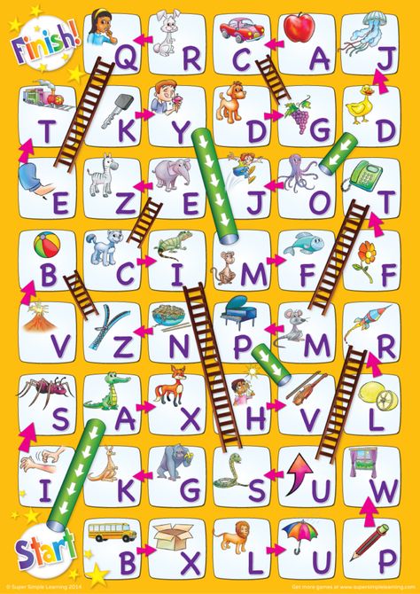 Ladders Game, Fun Learning Games, Alphabet Board, Game Watch, Kindergarten Letters, Alphabet Recognition, Alphabet Kindergarten, Uppercase Alphabet, Abc Activities