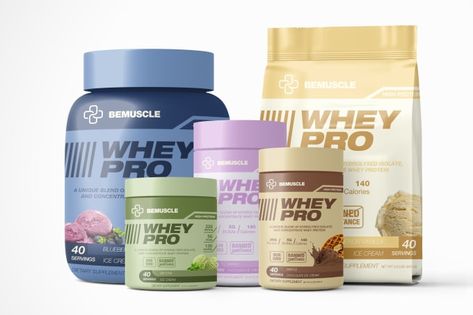 Whey Protein Packaging Design, Protein Packaging Design, Protein Packaging, Supplement Label Design, Supplement Packaging, Best Whey Protein, Product Label Design, Supplements Packaging, Mockup Ideas