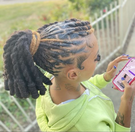 Loc Knot Ponytail, A Barbie Ponytail, Barbie Ponytail With Swoop, Ponytail With Swoop, Loc Knot Bob, Ponytail Bob, Real Locs, Loc Goddess, Knot Ponytail