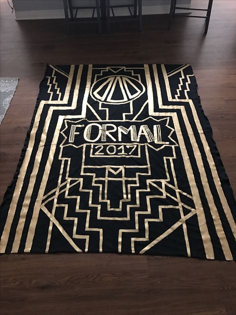 Great Gatsby banner for tridelta formal Great Gatsby Formal, Roaring 20s Sorority Shirt, Sorority Formal Banner Ideas, Sorority Formal Themes, Sorority Formal Banner, Frat Banner, Great Gatsby Sorority Theme, Gatsby Design Graphic, Disco Banner Sorority