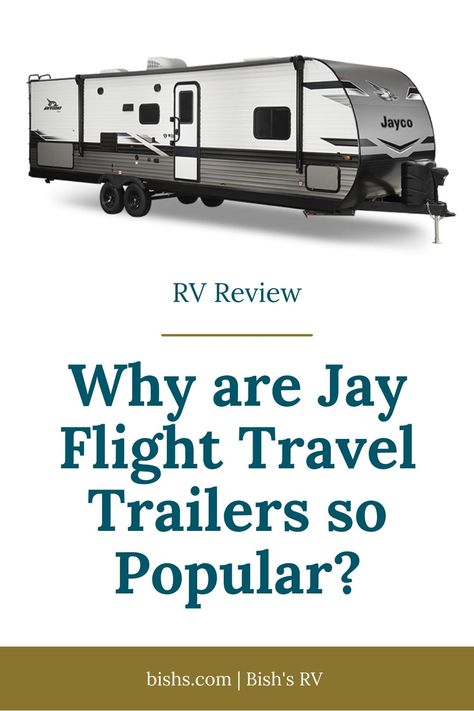 Image of a Jay Flight Travel Trailer with the caption RV Review Why are Jay Flight Travel Trailers so Popular from bish.com and Bish's RV Jayco Flight Remodel, Jayco Camper Trailer, Jayco Campers, Jayco Travel Trailers, Jayco Rv, Rv Inspiration, New Travel Trailers, Sleeping Quarters, Flight Travel