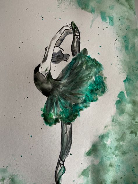 #painting #aquarelle #green #dance #ballet Green Ballet Aesthetic, Green Dance Aesthetic, Beautiful Horses Wild, Ballet Wallpaper, Ballet Painting, Ballet Pointe Shoes, Dancing Drawings, Art Watercolour, Dance Poster