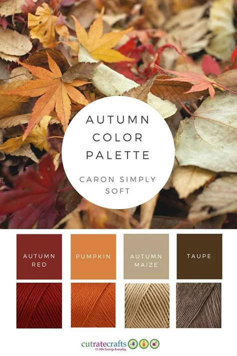 Autumn Yarn Colors, Fall Yarn Color Combinations, Autumn Wall Colors, Autumn Pallete Colors, Fall Yarn Color Palette, Muted Fall Color Palette, Soft Autumn Red, What Colors Go With Red, Autumn Color Combinations