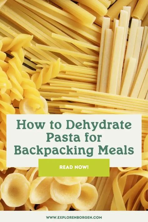 Are you planning a backpacking trip and looking for ways to make your own meals? Dehydrated pasta is a good place to start with your dehydrating journey. Dehydrating pasta for backpacking is a simple way to create your own meals for the backcountry. Beginning to create my own dehydrated foods has been one of my favorite things about my backpacking journey. In this blog post, I will show you how to make dehydrated pasta that’s perfect for backpacking and short trips. Dehydrated Backpacking Meal Recipes, Dehydrate Pasta, Backpacking Meals Diy, Dehydrated Pasta, Vegan Backpacking Meals, Trail Meals, Dehydration Recipes, Vegan Backpacking Food, Best Backpacking Food