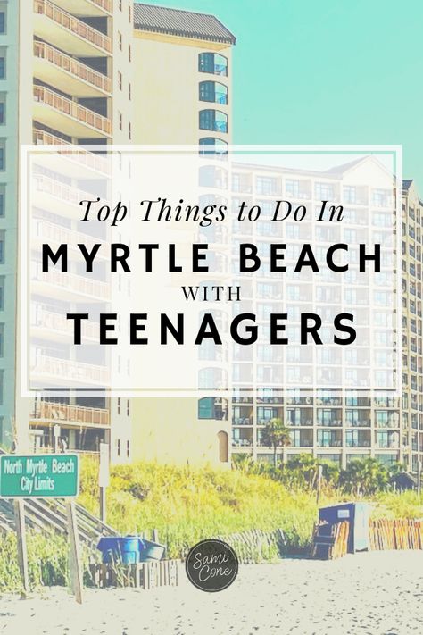 The top things to do in Myrtle Beach with Teenagers. I took my teens to Myrtle Beach for a long weekend and we discovered the best places to eat, play and stay, as well as questions to ask before you book your trip and once you arrive in North Myrtle Beach. I include my top 8 things to do with teenagers in Myrtle Beach, but also want to remind everyone not to overschedule your days and never underestimate the power of the beach and the ocean. #NorthMyrtleBeach #MyrtleBeach #TravelWithTeens Dunes Village Resort Myrtle Beach, Day Trips From Myrtle Beach, Best Things To Do In Myrtle Beach, Things To Do In North Myrtle Beach Sc, Where To Eat In Myrtle Beach Sc, Things To Do In Myrtle Beach, What To Do In Myrtle Beach Sc, North Myrtle Beach Things To Do, Things To Do In Myrtle Beach Sc