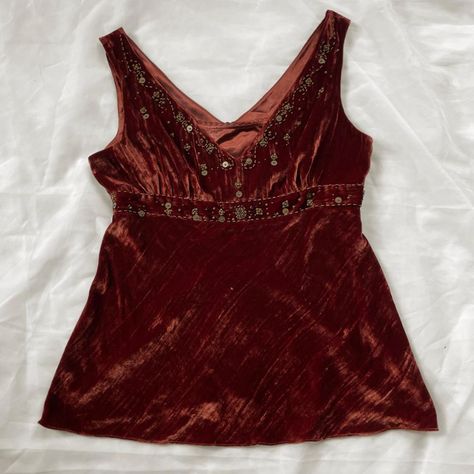 ˚₊ ⋆ Vintage whimsigoth fairy beaded velvet cami... - Depop Velvet Outfit Aesthetic, 70s Whimsigoth Aesthetic, Whimsigoth Tops, Whimsigoth Clothes, Whimsigoth Top, 70s Coat, Gold Velvet Dress, Vintage Whimsigoth, Velvet Cami Dress