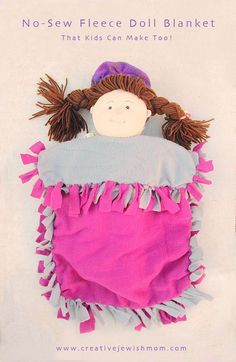 New Sew Fleece Fringed Doll Blanket 800 BELLA CHRISTMAS PRESENT BABY DOLL BLANKET TUTORIAL Diy Doll Blanket, Occ Crafts, Doll Bed Diy, Simple Doll, Baby Doll Furniture, No Sew Fleece, Fleece Crafts, Everyday Crafts, Diy Blanket