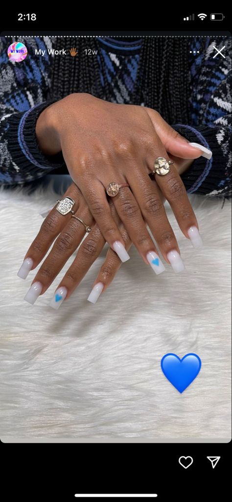 Acrylic Nail Blue, Powder Blue Nails, Baby Blue Acrylic Nails, Blue And White Nails, Light Blue Nails, Tapered Square Nails, Baby Blue Nails, Blue Acrylic Nails, Nail Blue