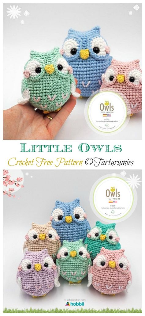 Crocheted Owls, Owl Crochet Pattern Free, Monster Anime, Owl Crochet Patterns, Crochet Kids, Crochet Panda, Pola Amigurumi, Crochet Owl, Crochet Baby Toys