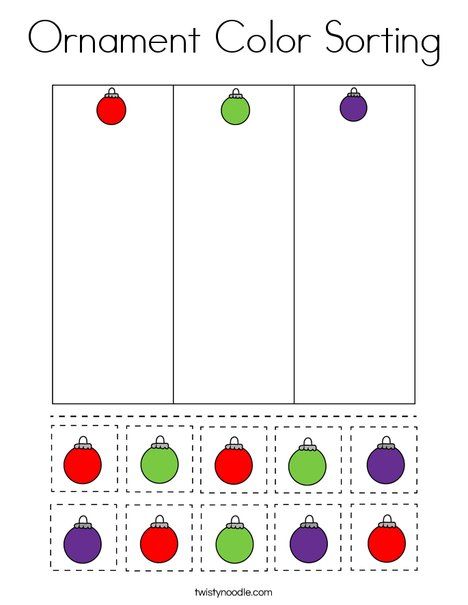 Ornament Color Sorting Coloring Page - Twisty Noodle Pre K Christmas Worksheets Free, Ornament Activity For Kids, Holiday 5 Senses Preschool, 2024 Preschool Activities, Christmas Tree Worksheet Preschool, Christmas Math For Toddlers, Christmas Small Group Activities Preschool, Christmas Themed Activities Preschool, Color Review Preschool Activities