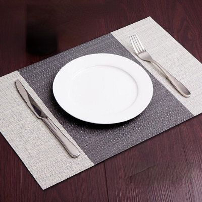 The taste is the taste of western food, is the good life. Color: White/Blue | Umber Rea Japanese Heat Insulation 4 Piece Placemat Plastic in Blue, Size 17.72 W in | Wayfair Kitchen Dinning Table, Table Place Mats, Modern Color Schemes, Western Food, Kitchen Dinning, The Good Life, Place Mats, Linen Tablecloth, Decoration Table