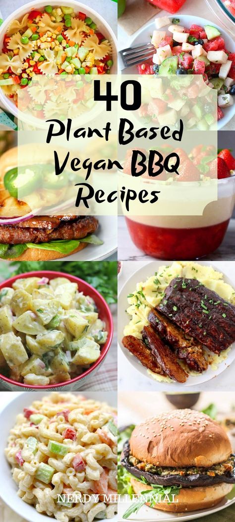 I've compiled a list of 40 plant based vegan bbq recipes from some of my favorite bloggers. If you're new to eating a plant based diet, this list can kickstart your introduction to the variety of healthy plant based meals you can eat, even during summer gatherings! Plant Based Grilling Recipes, Bbq Vegan Recipes, Vegan Summer Dinner Recipes, Vegan Bbq Ideas, Vegetarian Bbq Recipes, Plant Based Summer Recipes, Summer Vegan Meals, Vegan Summer Meals, Vegan Bbq Food