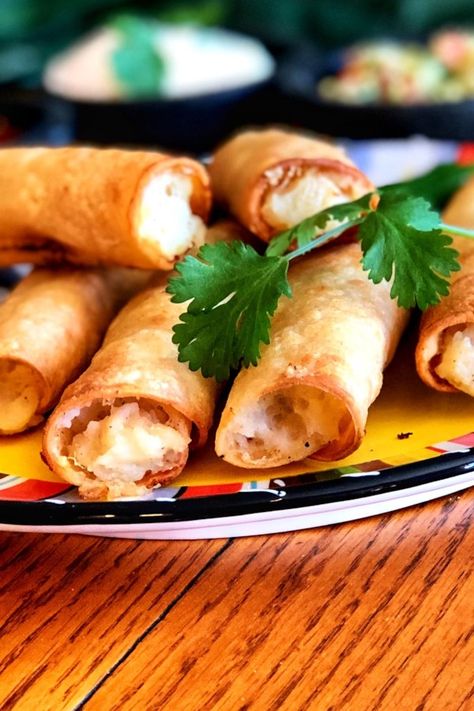 Vegan Air Fryer Taquitos | "Delicious taquitos made with mashed potatoes just like mom used to make. Only now they're vegan and none of the flavors are sacrificed! Serve with sides of non-dairy yogurt, Mexican tomato sauce, guacamole, or your choice of sides." #veganrecipes #vegan #vegandishes #veganrecipeideas #vegancooking Taquitos Air Fryer, Air Fryer Chicken Taquitos, Potato Taquitos, Frozen Taquitos, Air Fryer Taquitos, Vegan Air Fryer, Taquitos Recipe, Vegan Mashed Potatoes, Chicken Taquitos