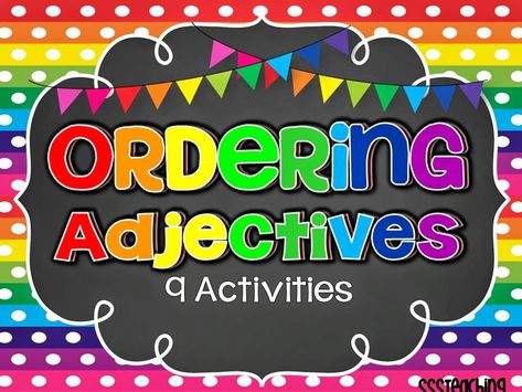 Adjectives With A, Types Of Adjectives, Order Of Adjectives, 1st Grade Language Arts, Adjectives Activities, Teaching Main Idea, Teacher Helper, Balanced Literacy, Rainbow Order