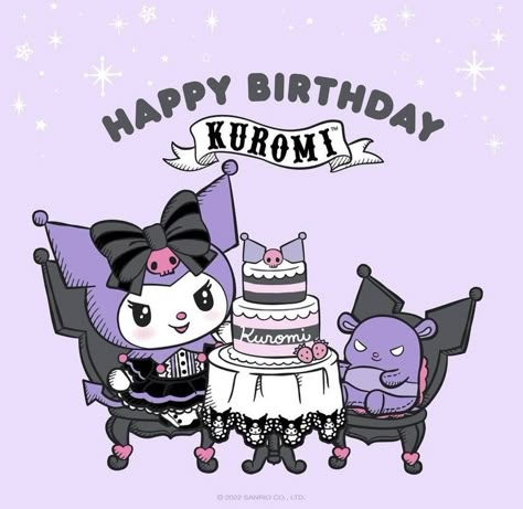 happy birthday kuromi! Happy Birthday Kuromi, Kuromi Happy Birthday, Birthday Kuromi, Purple Happy Birthday, Happy Birthday Drawings, Happy Birthday Card Design, Whatsapp Wallpaper Cute, Charmmy Kitty, Cute Happy Birthday