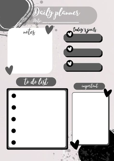 FREE DOWNLOAD on ko-fi! https://ko-fi.com/anastasiiyax #planner #dailyplanner #idea #download #freedownload #plannerdownload #digitally #blackandwhite Daily Planner Black And White, Planner Black And White, Planner Free Download, Cute Daily Planner, White Page, Art Markers Drawing, Markers Drawing, Daily Planner Printables Free, Art Markers