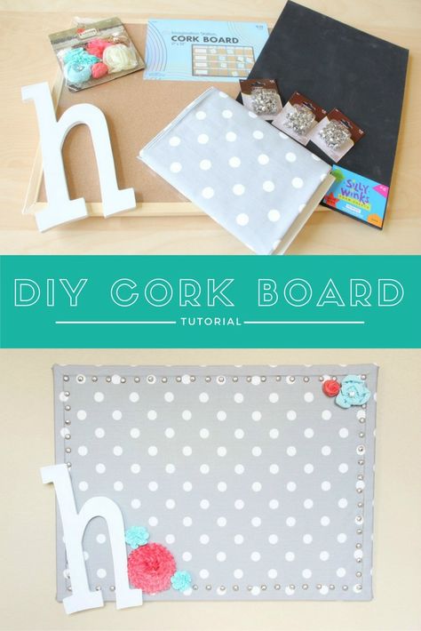 DIY Cork Board - This board cost less than $15 to make and is functional and stylish. Bulletin Board Makeover Diy, Cute Cork Board Ideas Offices, Diy Cork Board Ideas, Diy Corkboard, Diy Cork Board, Diy Bulletin Board, Diy Cork, Dorm Diy, College Diy