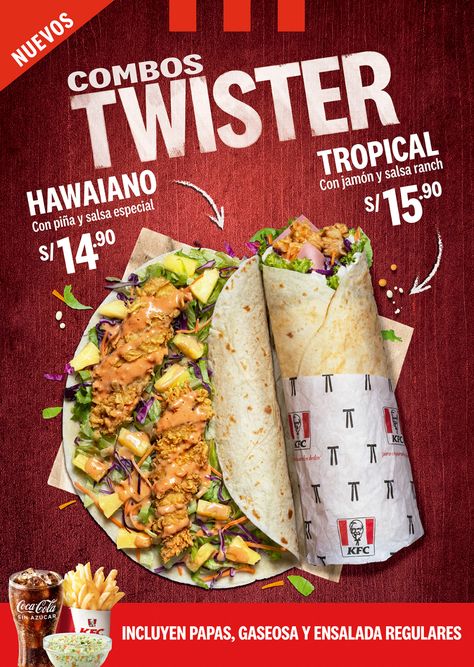 KFC: "New Twisters" AD Campaign on Behance Kfc Ads, Kfc Twister, Brochure Food, Food Posters, Feed Ig, Direction Graphic Design, Design Advertising, Food Poster, Graphic Design Advertising