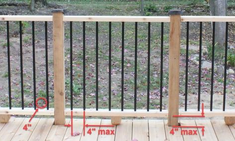 Deck spindle spacing Diy Spray Foam Insulation, Porch Banister, Aluminum Railing Deck, Metal Balusters, Deck Balusters, Deck Spindles, Pool Deck Plans, Stair Spindles, Deck Railing Design