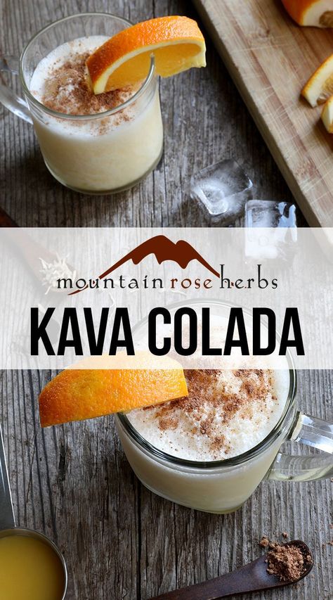 Kava Colada recipe | Mountain Rose Herbs Blog Kava Tea, Kava Kava, Mountain Rose, Mountain Rose Herbs, Drink Recipes Nonalcoholic, Herbal Drinks, Herbal Recipes, Fancy Drinks, Mixed Drinks Recipes