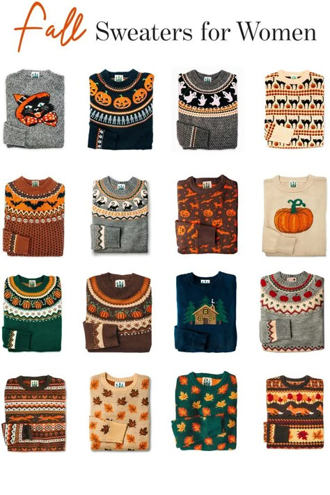 Fall Sweaters from Kiel James Patrick Fall Themed Sweaters, Kiel James Patrick Fall Sweater, Kiel James Patrick Christmas Sweater, Kjp Fall Sweater, Vintage Fall Sweaters, Halloween Fall Outfits For Women, Knit Fall Sweater, Halloween Sweaters For Women, Kjp Sweater