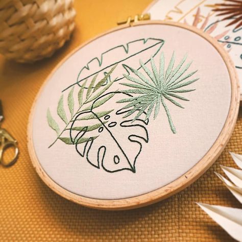 Leaves Embroidery, Modern Hand Embroidery, Digital Tutorial, Embroidery Hoop Crafts, Embroidery Diy, Diy Embroidery Patterns, Different Stitches, Sewing Embroidery Designs, Hand Embroidery Art