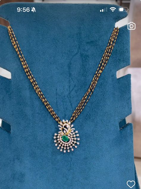 Pendants For Black Beads Chain, Black Beads With Diamond Pendant, Black Diamond Mangalsutra, Man Gold Bracelet Design, Anklets Indian, Diamond Locket, Black Diamond Necklace, Black Beads Mangalsutra, Antique Necklaces Design