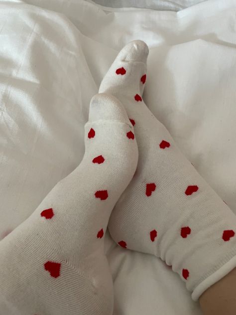 Heels And Socks, Color Mood, Heart Shirt, White Aesthetic, Heart Print, Red Heart, Red And White, Stockings