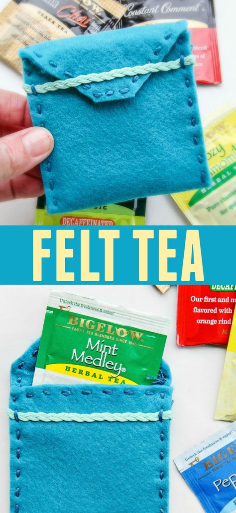 Felt Pouch Pattern, Felt Pouch Diy, Peppermint Tea Benefits, Tea Pouch, Shoebox Ideas, Simple Pouch, Dt Projects, Tea Holder, Felt Pouch