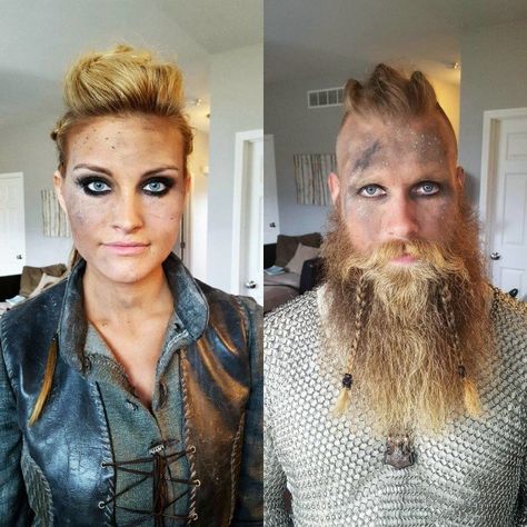 Halloween Costumes Viking, Womens Viking Costume Diy, Female Viking Costume, Vikings Costume Diy, Mens Viking Costume, Viking Halloween, Viking Halloween Costume, Viking Makeup, Vikings Halloween