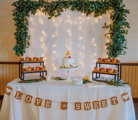 Dessert Bar Backdrop, Desert Table Backdrops, Backdrop For Dessert Table, Candy Table Backdrop, Desert Table Decoration Ideas, Wedding Food Table Backdrop, Backdrop For Cake Table, Cake Table Backdrop Ideas, 50th Anniversary Dessert Table Ideas