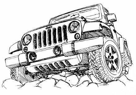 Jeep Wrangler Drawing, Jeep Coloring Pages, Jeep Drawing, Jeep Tattoo, Car Drawing Pencil, White Jeep Wrangler, Faux Leather Pleated Skirt, Jeep Art, White Jeep