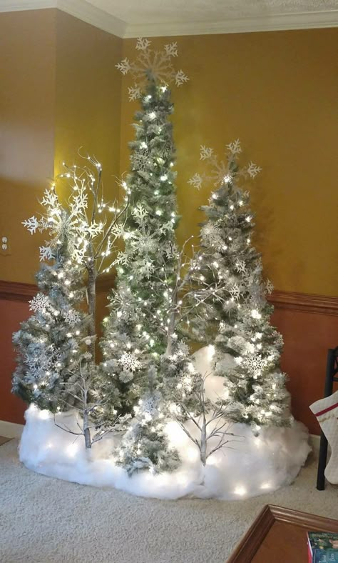 Winter Ball Theme Party, Tall Wedding Centerpieces With Branches Winter Wonderland, Xmas Wonderland Decor, Winter Wonderland Festival Ideas, Diy Christmas Yard Art Winter Wonderland, Winter Wonderland Walk Through, Let It Snow Theme Christmas Decorations, Winter Wonderland Stage Decorations, Prom Winter Wonderland