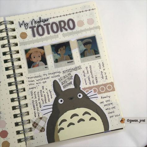 #animejournal My Neighbor Totoro Journal, Totoro Journal, Anime Journal, Neighbor Totoro, Journal Spreads, Best Anime Couples, Drawing Stuff, Book Writing, Book Writing Tips