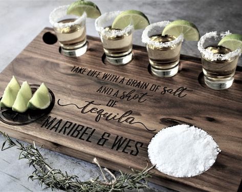 Custom Tequila Flight Board Tequila Shot Board Gift Set - Etsy Canada Charcuterie Board Birthday, Flight Board, Cheese Charcuterie Board, Bread Fruit, Charcuterie Spread, Cloud Cake, Tequila Shots, Wedding Engagement Gifts, Cheese Bread