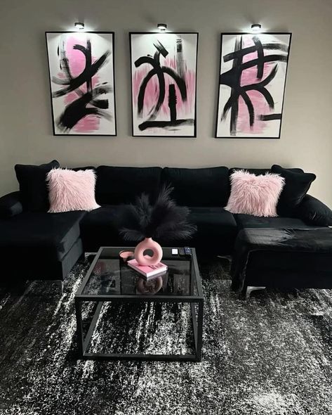 Pink Apartment Decor, Girl Apartment Decor, Modern Apartment Living Room, Black Living Room Decor, Girly Apartments, Apartment Decorating Living, Girly Apartment Decor, First Apartment Decorating, Classy Bedroom