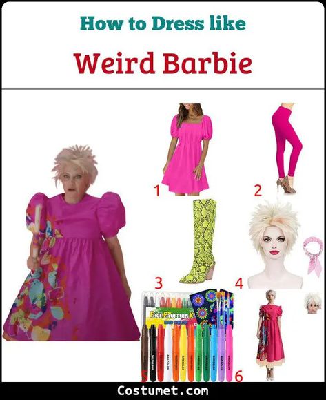 Weird Barbie Costume for Cosplay & Halloween 2023 Diy Weird Barbie Costume, Weird Barbie Costume, Green Gogo Boots, Weird Costumes, Weird Barbie, Crazy Halloween Costumes, Pink Babydoll Dress, Barbie Halloween Costume, Hot Pink Leggings