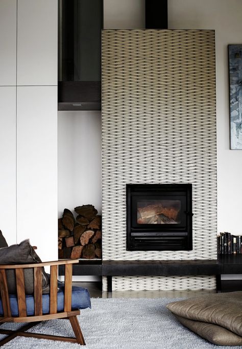 Tiled Fireplace, Melbourne Apartment, Cosy Fireplace, Wooden Fireplace, Vintage Fireplace, Interior Design Photography, Stylish Apartment, Bright Living Room, Penthouse Apartment