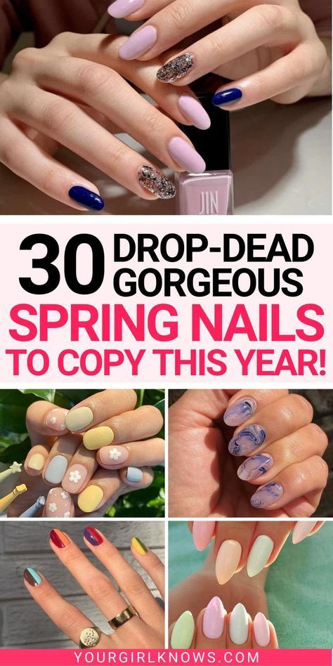 Spring Color For Nails, Spring Nails 2020 Gel Short, Springtime Nails 2023, Cute Spring Nail Designs For Short Nails, Spring Inspired Nails Acrylic, Spring 2023 Gel Nails, Spring Nails With Nail Art, Nail Color Ideas Spring Gel, Fun Nail Colors Spring