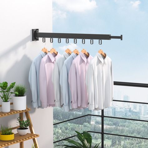 Rebrilliant Collapsible Wall-Mounted Drying Rack & Reviews - Wayfair Canada Wall Drying Rack, Wall Mounted Clothes Drying Rack, Laundry Drying Rack, Wall Mounted Drying Rack, Laundry Rack, Drying Rack Laundry, Laundry Drying, Clothes Drying Racks, Coat Rack Wall