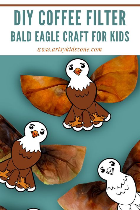 Coffee Filter Craft For Kids Bald Eagle Craft, Eagle Craft, Coffee Filter Art, Coffee Filter Crafts, Animal Crafts For Kids, Patriotic Crafts, Art Education Resources, Coffee Crafts, Kindergarten Art