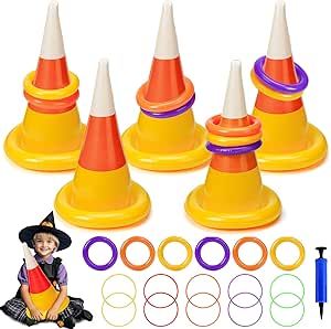 Halloween Ring Toss Game Inflatable Candy Corn Ring Toss Toys with Air Pump for Kids Adults Halloween Party Favors Indoors Outdoors Family Party Game Supplies Candy Corn Ring Toss, Halloween Ring Toss, Fall Games For Kids, Adults Halloween Party, Kids Ring, Halloween Ring, Fall Games, Ring Toss Game, Ring Toss