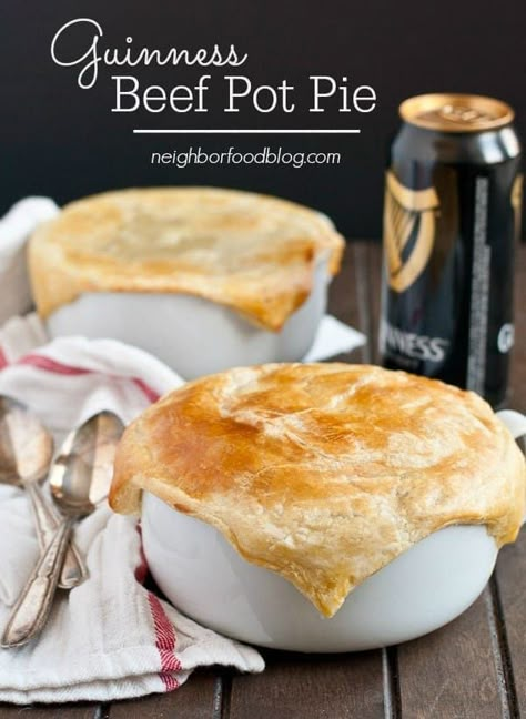 Guinness Beef Pot Pie | NeighborFood Boyfriend Bait, Beef Pasties, Beef Pot Pie Recipe, Guinness Recipes, Beef Pot Pie, Beef Pot Pies, Savoury Pies, Hearty Stew, Puff Pastry Crust