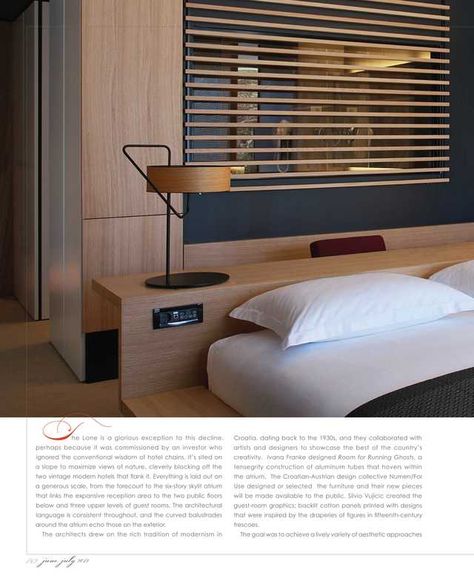 Interiors - June/July 2012 - Page 142-143 Desk Behind Bed, Hotel Desk, Integrated Desk, Sleeping Room, Hotel Interiors, Residential Interior Design, Hotel Interior, Residential Interior, Residential Design