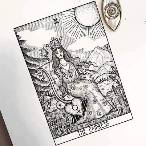 3.THE EMPRESS #tarot #illustration #tarotadayproject1#theempress The Empress Tarot Illustration, Tarot Empress Tattoo, The Empress Tarot Card Tattoo, The Empress Tattoo, The Empress Tarot Art, Empress Tarot Card Tattoo, The Empress Tarot Tattoo, Empress Tattoo, Tattoo Tarot Card