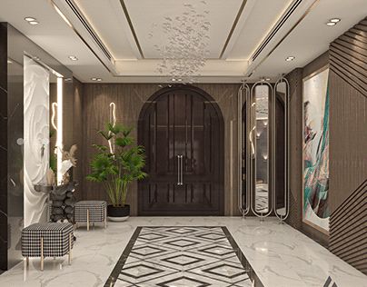 Apartment Lobby Entrance, Luxury Entrance Hall, Apartment Entrance Design, Luxury Entrance, Marble Floor Pattern, Modern Lobby, Flooring Pattern, Foyer Flooring, Apartment Entrance